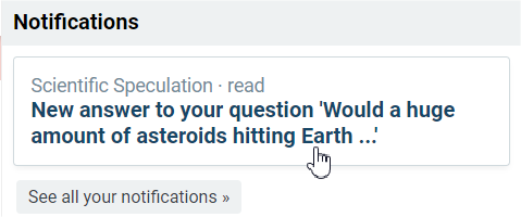 notification saying I've got a new answer in one of my questions
